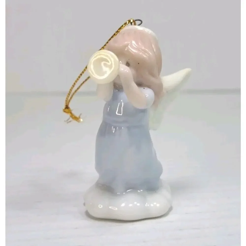 Precious Moments Nativity Holy Family 1997 & Angel Horn Girl Ornament Lot Enesco